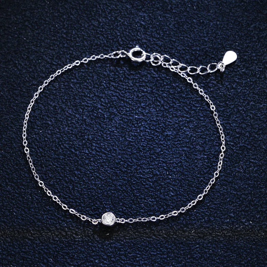 Bracelet ajustable en argent sterling 925 avec moissanite de 0,10 carat, parfait pour offrir en cadeau, vue complète