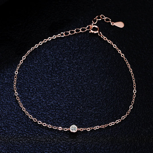 Bracelet rose ajustable en argent sterling 925 avec moissanite de 0,10 carat, idéal pour offrir en cadeau, vue rapprochée sur le fermoir